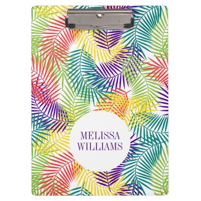 Stylised Colourful Tropical Leafs Pattern Clipboard (Front)