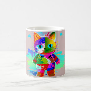 Stylised cool cat coffee mug