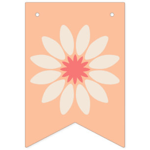 Stylised Cream Daisy on Peach Bunting Banner