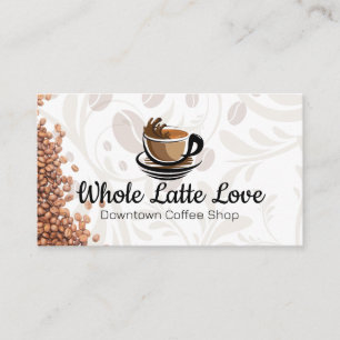 Stylised Cup of Java   Coffee Beans Business Card