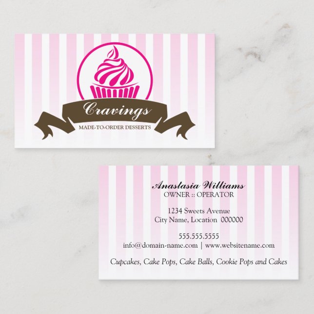 Stylised Cupcake Bakery Business Card (Front/Back)
