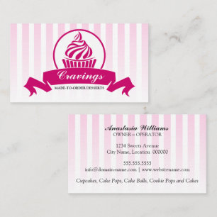 Stylised Cupcake Bakery Dark Pink Business Card