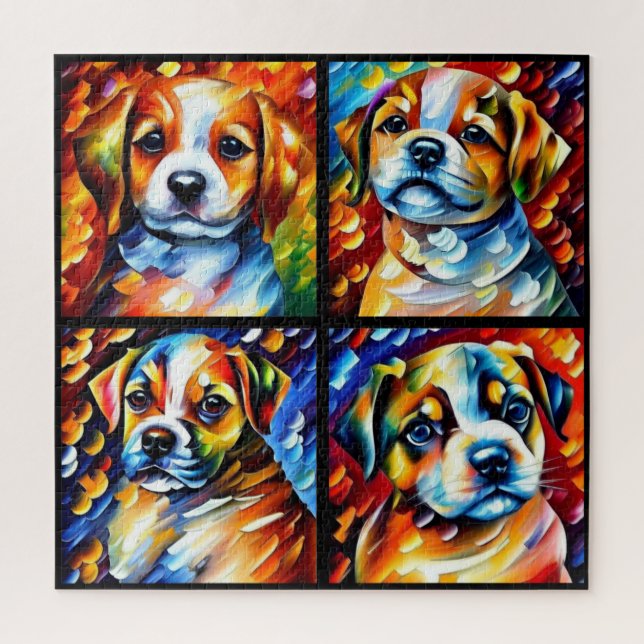 Stylised Cute Puppies Jigsaw Puzzle (Vertical)