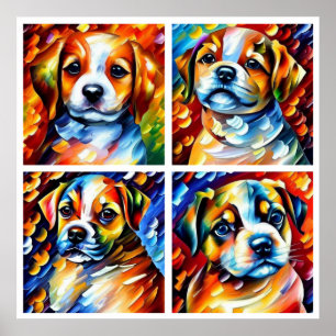 Stylised Cute Puppies Poster