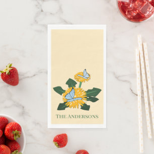 Stylised Dandelion Butterfly Welcome to New Home Napkin
