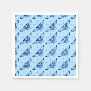 Stylised Deco butterfly - cobalt and pale blue Napkin