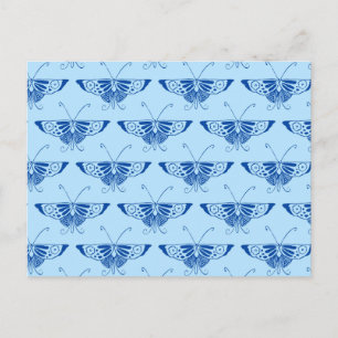 Stylised Deco butterfly - cobalt and pale blue Postcard