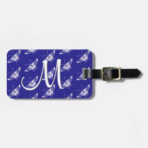 Stylised Deco butterfly  - cobalt blue Luggage Tag