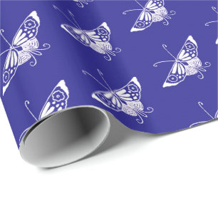 Stylised Deco butterfly - cobalt blue Wrapping Paper