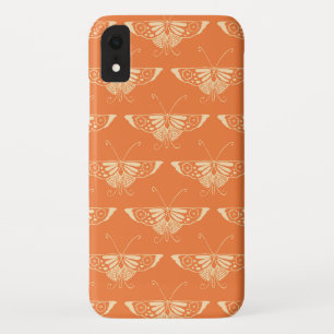 Stylised Deco butterfly - coral orange iPhone XR Case