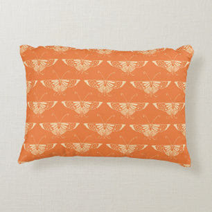 Stylised Deco butterfly - coral orange Decorative Cushion