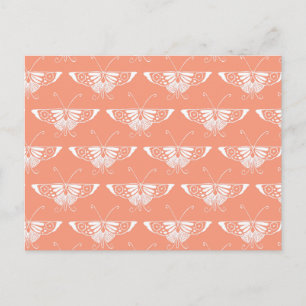 Stylised Deco butterfly - coral orange Postcard