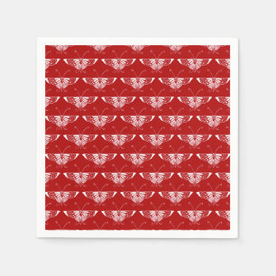 Stylised Deco butterfly - dark red and white Napkin
