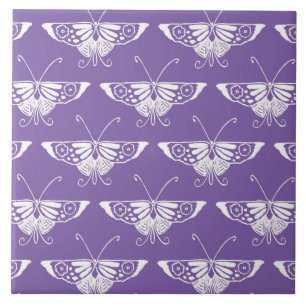 Stylised Deco butterfly  - dusty lilac Tile