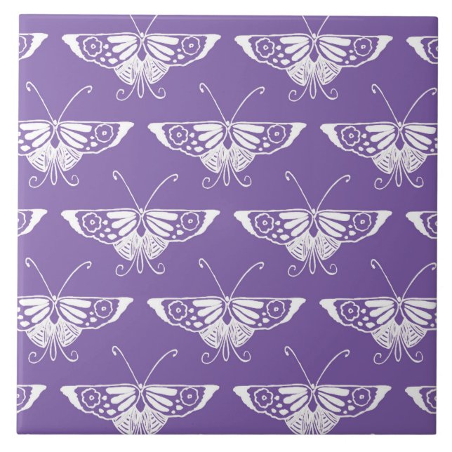 Stylised Deco butterfly  - dusty lilac Tile (Front)