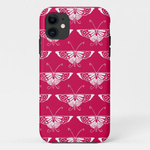 Stylised Deco butterfly - fuchsia pink iPhone 11 Case