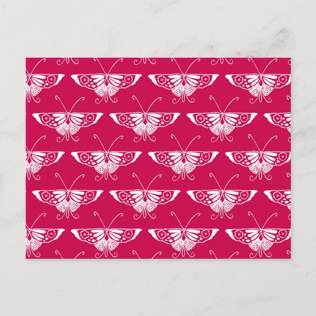 Stylised Deco butterfly  - fuchsia pink Postcard (Front)