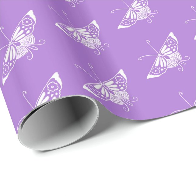 Stylised Deco butterfly  - lavender Wrapping Paper (Roll Corner)