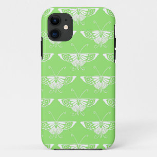 Stylised Deco butterfly  - lime green iPhone 11 Case