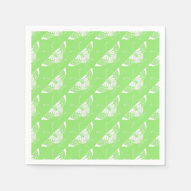 Stylised Deco butterfly  - lime green Napkin (Front)