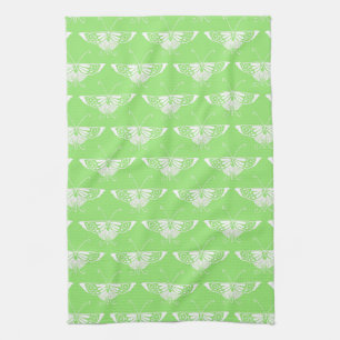 Stylised Deco butterfly - lime green Tea Towel