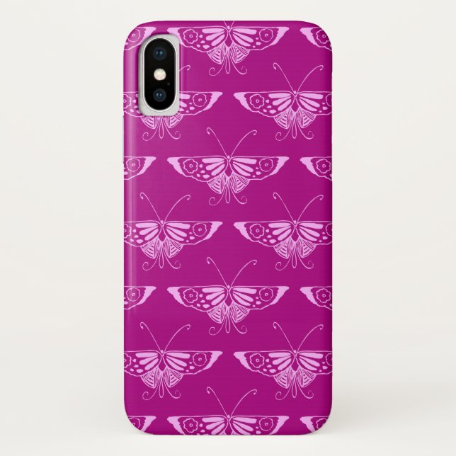 Stylised Deco butterfly  - magenta and pink Case-Mate iPhone Case (Back)