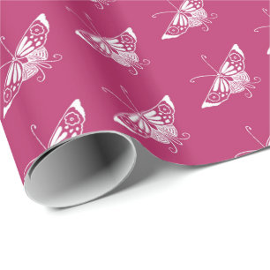 Stylised Deco butterfly - magenta Wrapping Paper