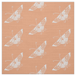 Stylised Deco Butterfly, Pastel Peach Fabric