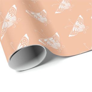 Stylised Deco butterfly - peach Wrapping Paper