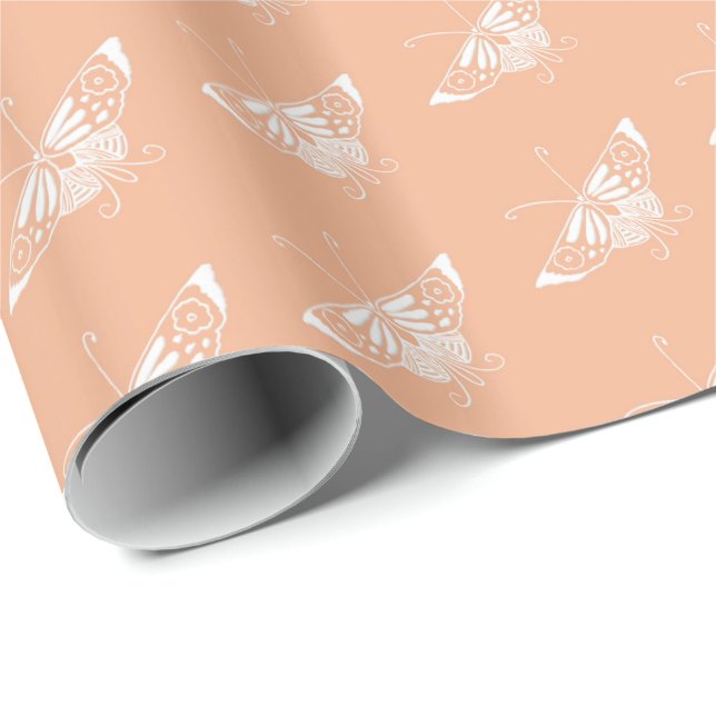 Stylised Deco butterfly  - peach Wrapping Paper (Roll Corner)