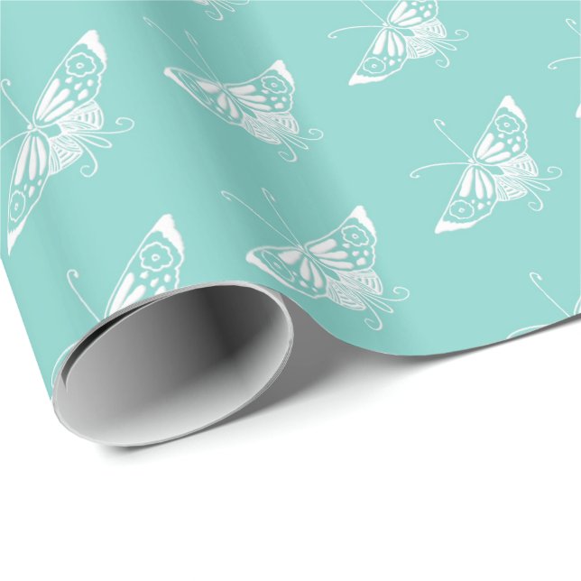 Stylised Deco butterfly  - robin's egg blue Wrapping Paper (Roll Corner)