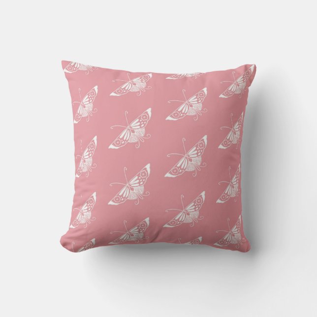 Stylised Deco butterfly  - shell pink Cushion (Front)