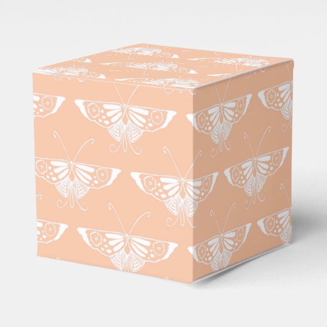 Stylised Deco butterfly  - soft peach Favour Box (Front Side)