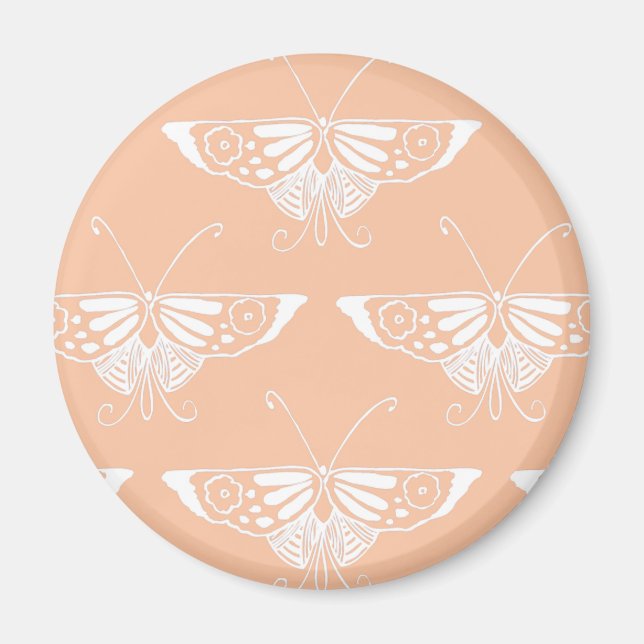 Stylised Deco butterfly  - soft peach Magnet (Front)