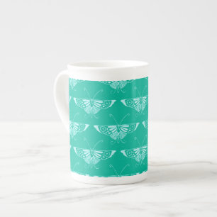 Stylised Deco butterfly - turquoise and aqua Bone China Mug