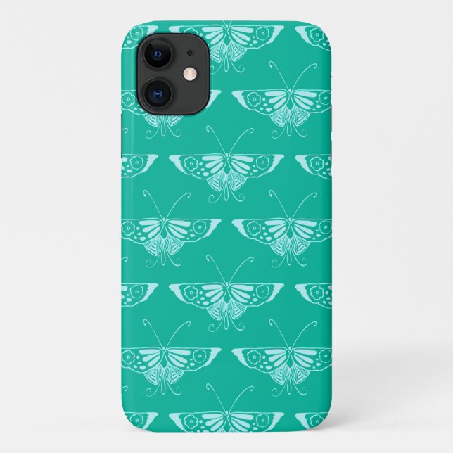 Stylised Deco butterfly  - turquoise and aqua Case-Mate iPhone Case (Back)