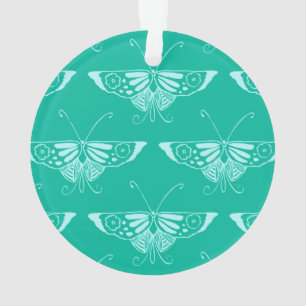 Stylised Deco butterfly - turquoise and aqua Ornament