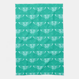 Stylised Deco butterfly - turquoise and aqua Tea Towel