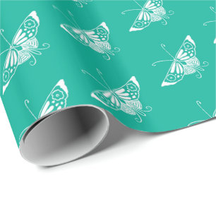 Stylised Deco butterfly - turquoise Wrapping Paper