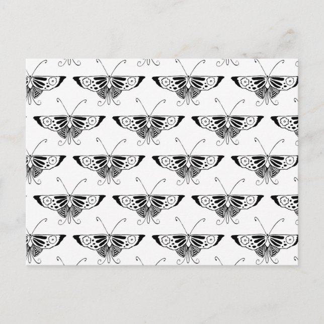 Stylised Deco butterfly  - white and black Postcard (Front)