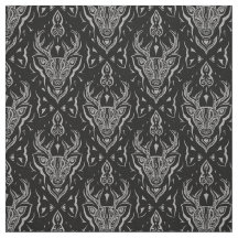 Stylised Deer Head Fabric