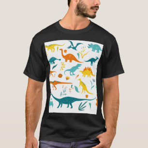Stylised dinosaurs, floral elements, cute. T-Shirt