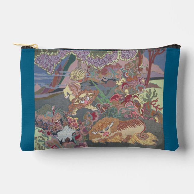 Stylised Dogs Playing in Garden Accessory Pouch (Front)