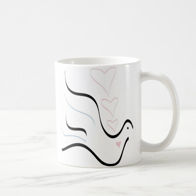 Stylised Dove in Pastel Colours Coffee Mug (Right)