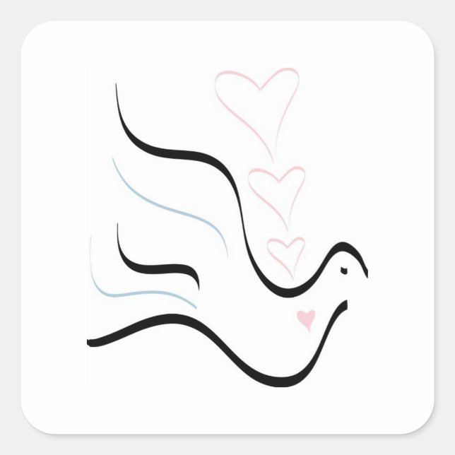 Stylised Dove in Pastel Colours Square Sticker (Front)