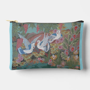 Stylised Doves in Blooming Garden Accessory Pouch