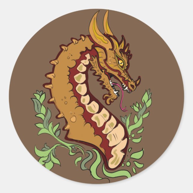 Stylised Dragon Classic Round Sticker (Front)