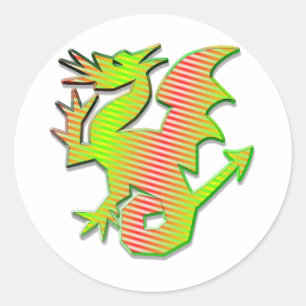 Stylised Dragon Classic Round Sticker