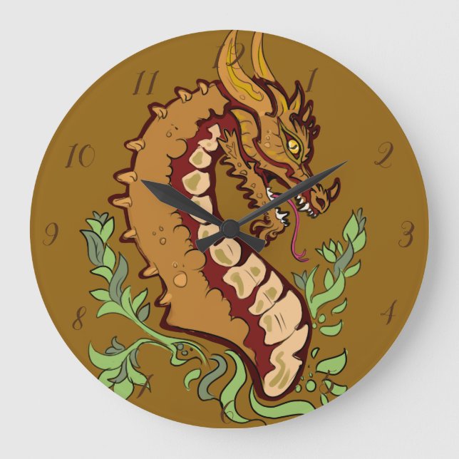 Stylised Dragon Large Clock (Front)