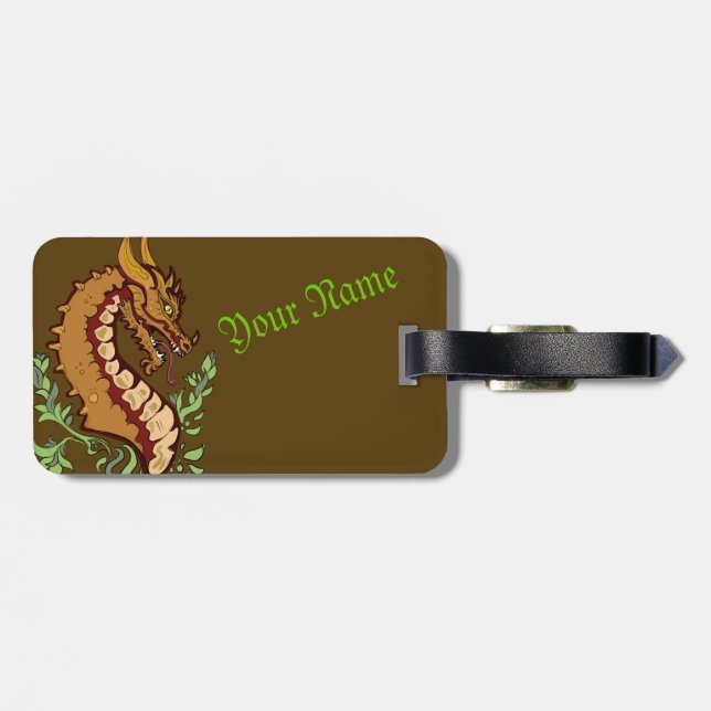 Stylised Dragon Luggage Tag (Back Horizontal)